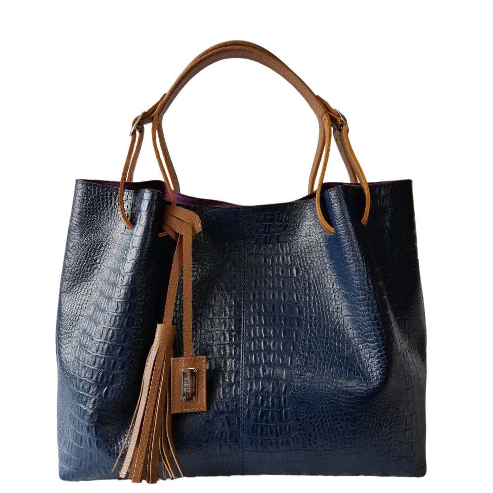 Adelle Reptile Dark Blue Women's Leather Handbag