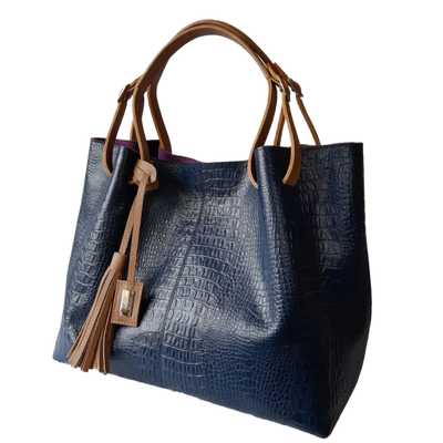 Adelle Reptile Dark Blue Women's Leather Handbag