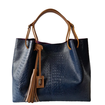 Adelle Reptile Dark Blue Women's Leather Handbag