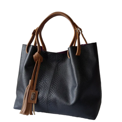 Adelle Reptil Black Leather Handbag for Women