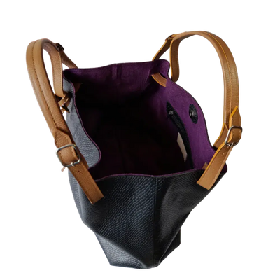 Adelle Reptil Black Leather Handbag for Women