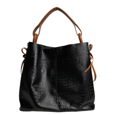 Aubrey Reptil Black Women's Leather Handbag