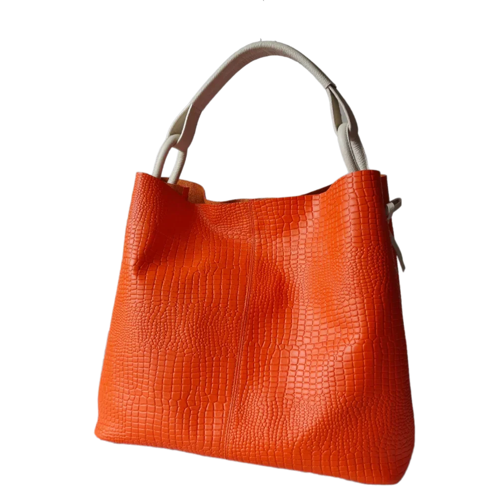 Aubrey Reptile Orange Women's Leather Handbag