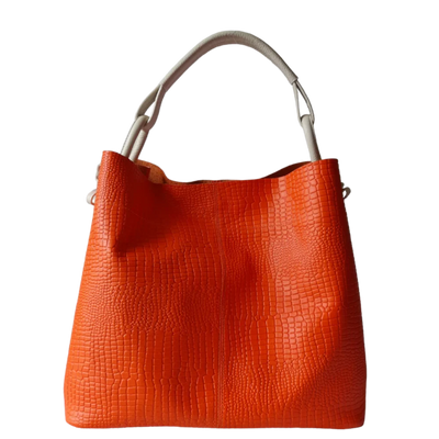 Aubrey Reptile Orange Women's Leather Handbag
