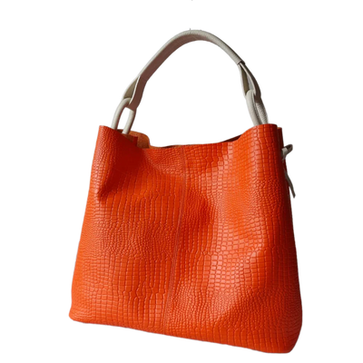 Aubrey Reptile Orange Women's Leather Handbag