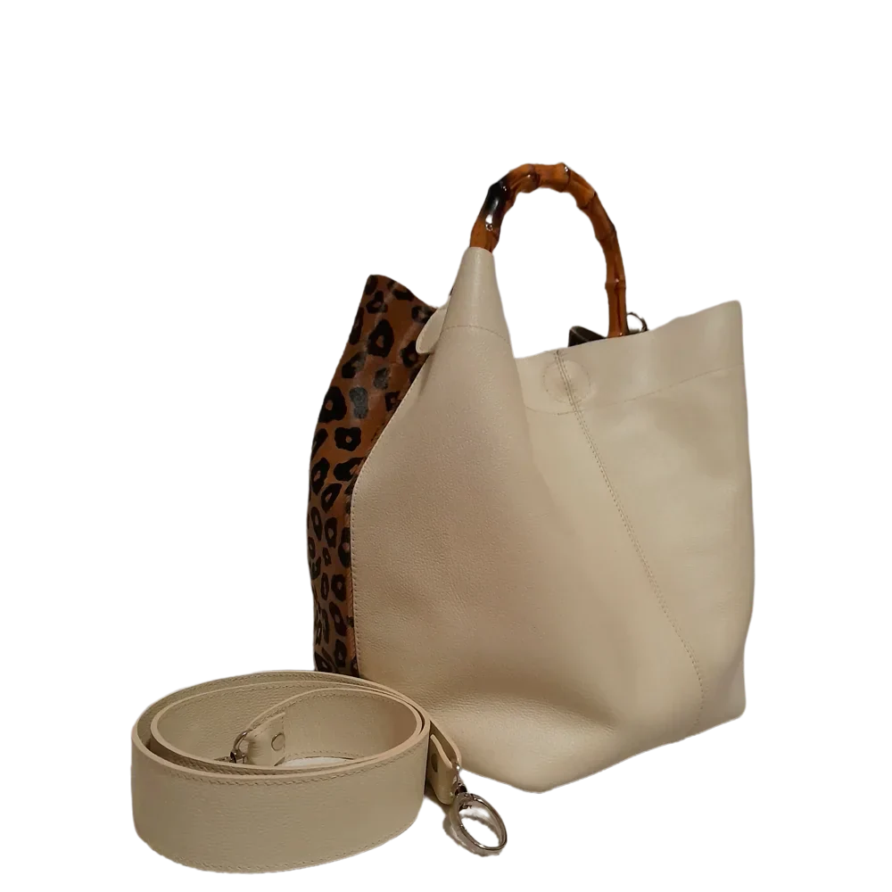 Claire Jaguar women's leather bag with talc