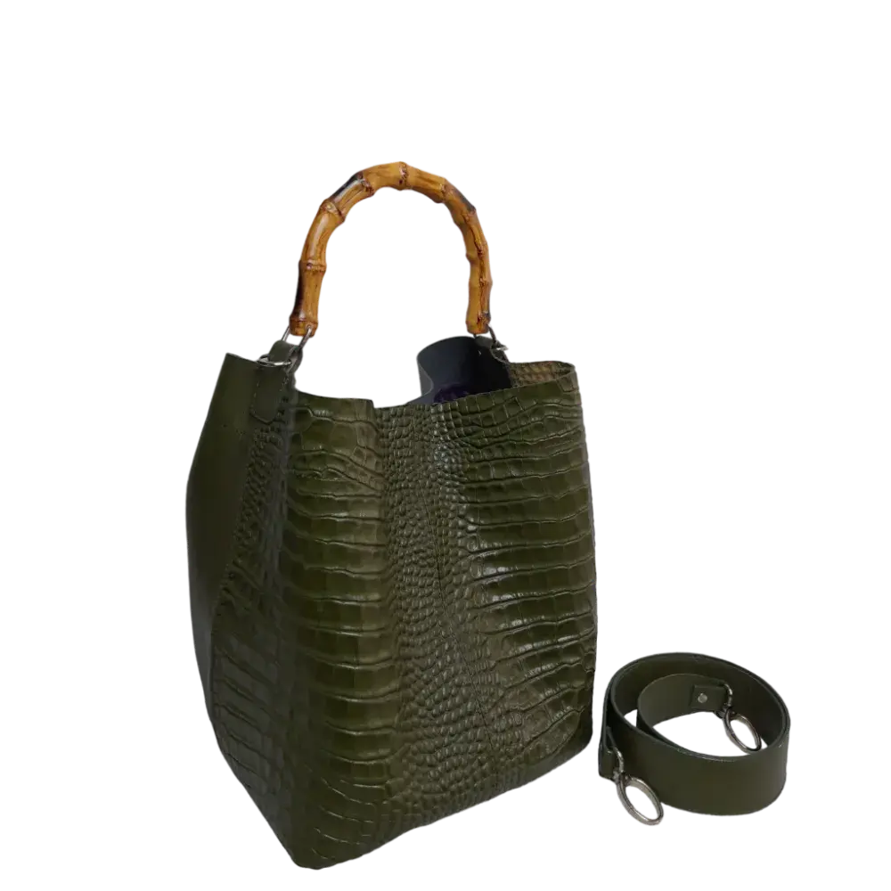 Claire Glavial women's leather bag in olive green