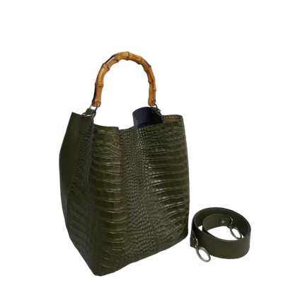 Claire Glavial women's leather bag in olive green