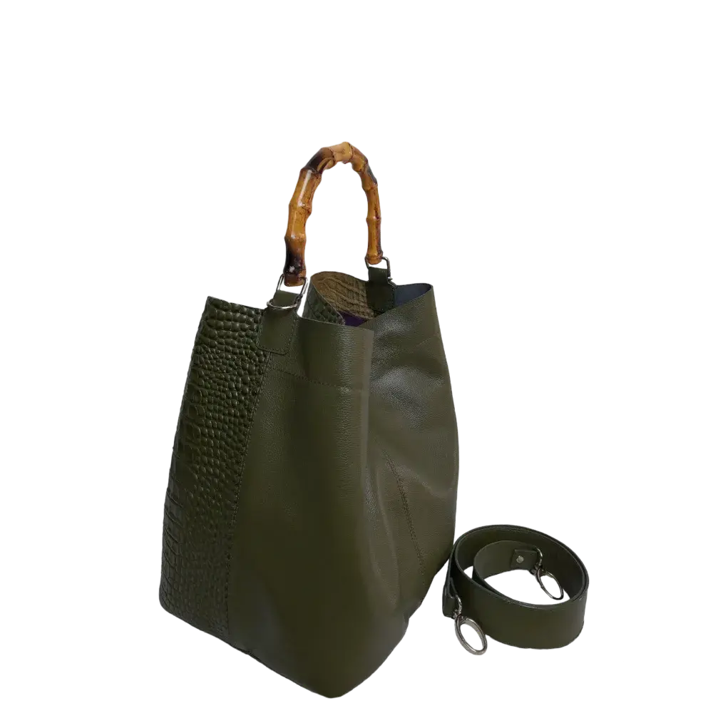 Claire Glavial women's leather bag in olive green