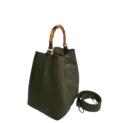 Claire Glavial women's leather bag in olive green
