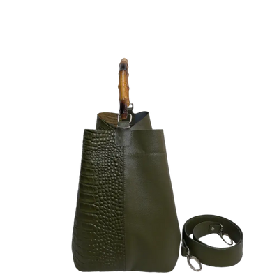 Claire Glavial women's leather bag in olive green