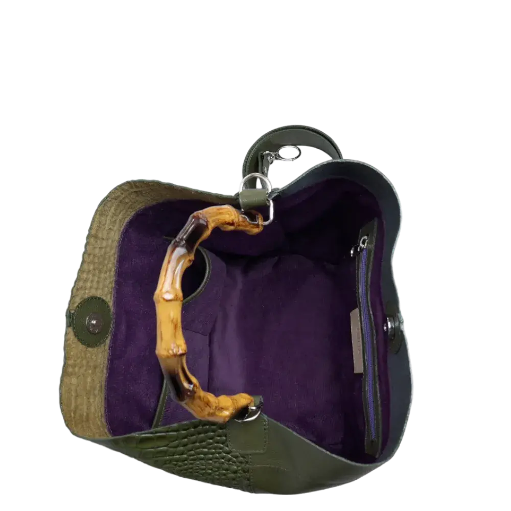 Claire Glavial women's leather bag in olive green