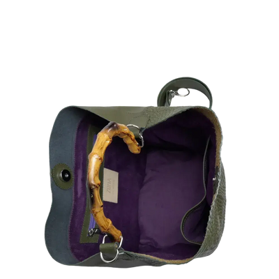 Claire Glavial women's leather bag in olive green