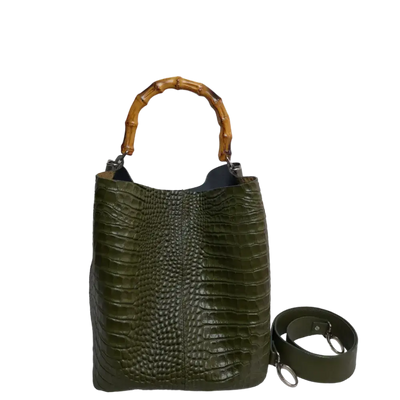 Claire Glavial women's leather bag in olive green