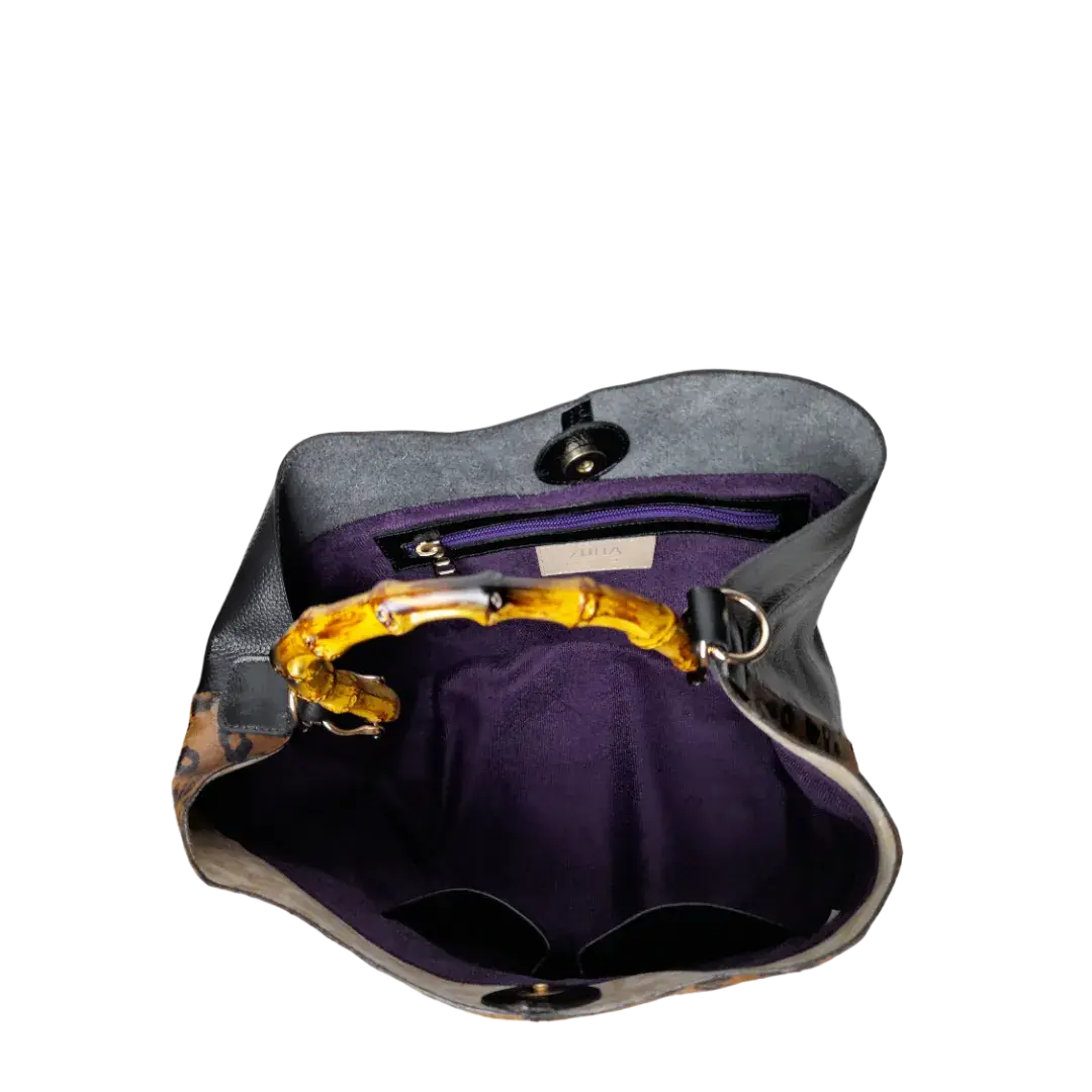 Claire Jaguar and black leather bag for women