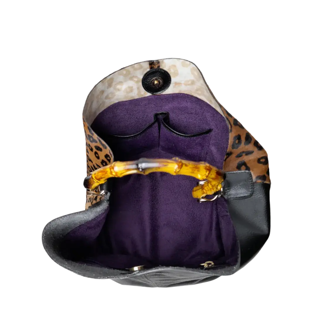 Claire Jaguar and black leather bag for women