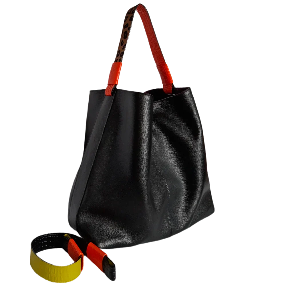 Addison black leather bag for women