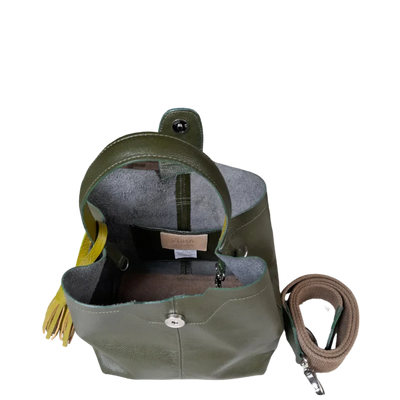 Camila large olive green leather bag for women