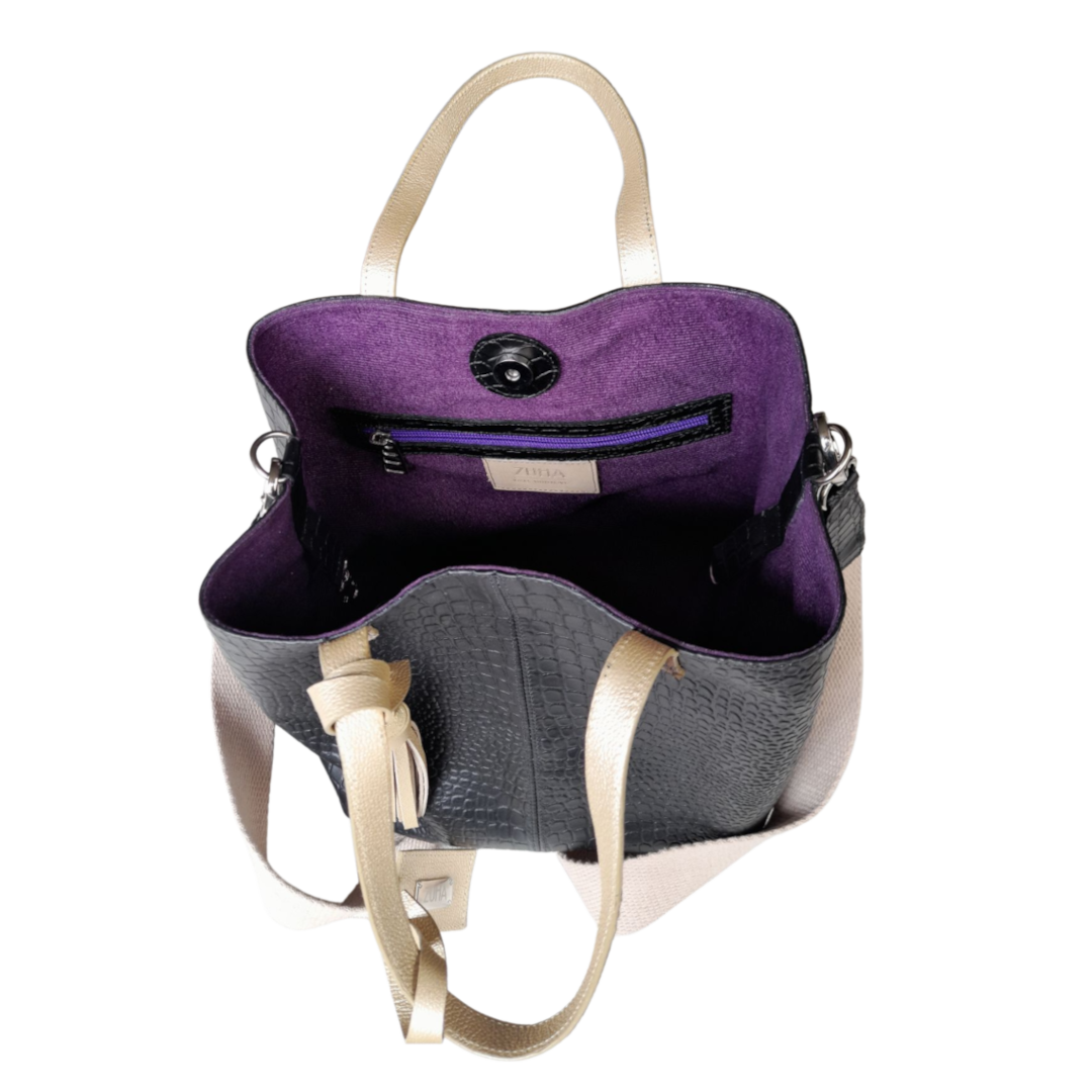 Giulia Reptil black leather bag for women