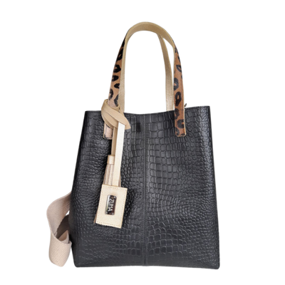 Giulia Reptil black leather bag for women