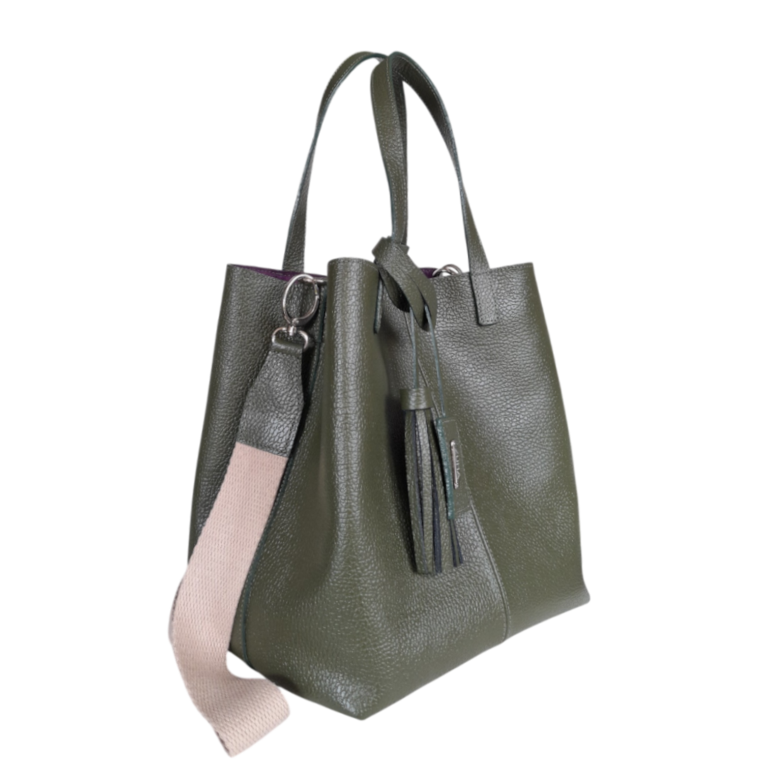Giulia women's leather bag in olive green