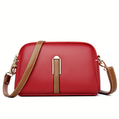 Mila Litchi Crossbody Bag with Embossed Print