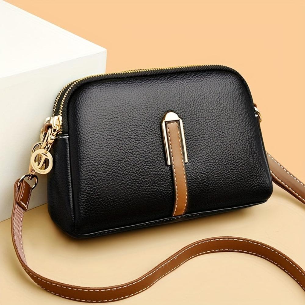 Mila Litchi Crossbody Bag with Embossed Print