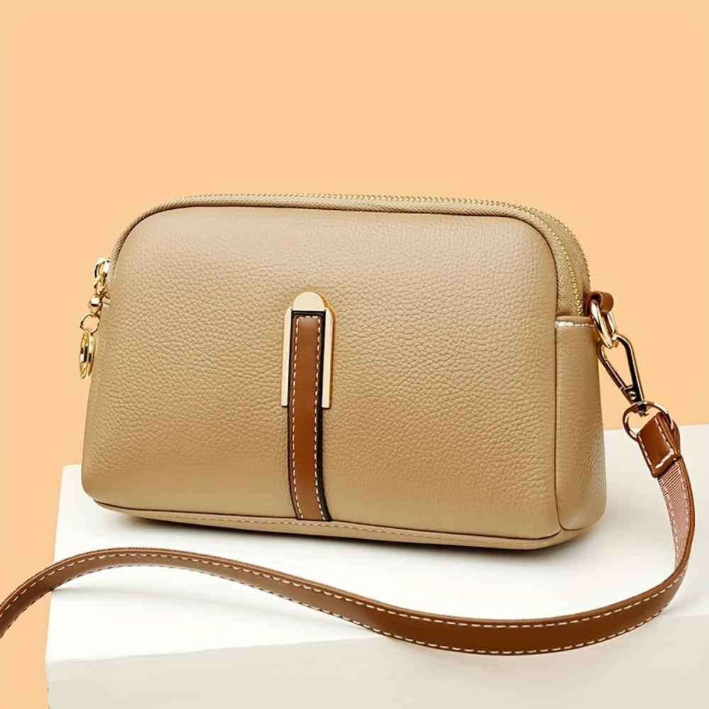Mila Litchi Crossbody Bag with Embossed Print
