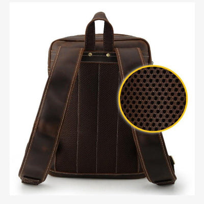 Vintage Leather Backpack Men Large