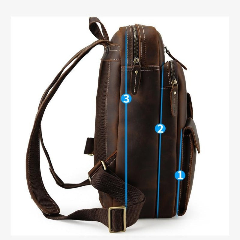 Vintage Leather Backpack Men Large