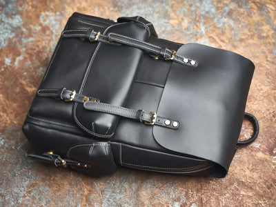 Rugged Genuine Leather Travel Backpack | Brown Large Capacity Daypack