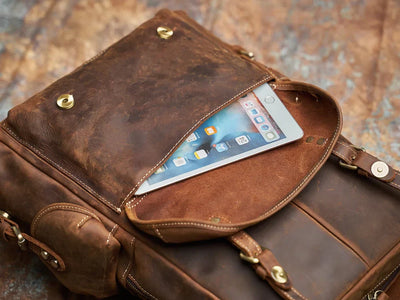 Rugged Genuine Leather Travel Backpack | Brown Large Capacity Daypack