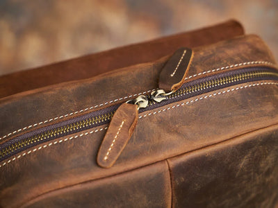 Rugged Genuine Leather Travel Backpack | Brown Large Capacity Daypack